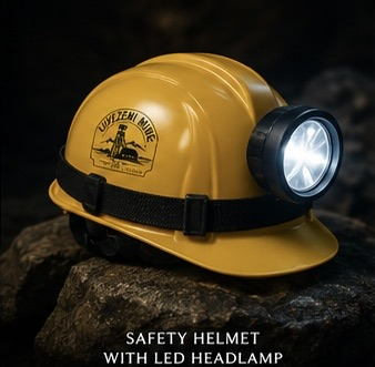 Safety helmet with LED headlamp