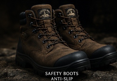 Safety boots with anti-slip soles