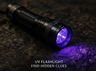 UV flashlight revealing hidden clues