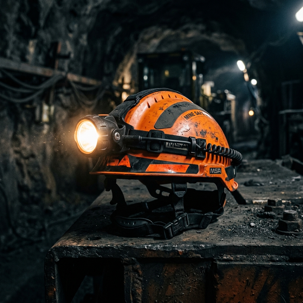 Mining helmet with headlamp